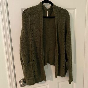 Free People Army Green Cardigan Sweater Knit - Small